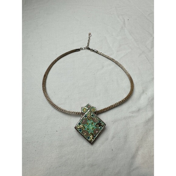 Vintage Sterling Silver Ornate Enameled Pendant - Picture 1 of 5